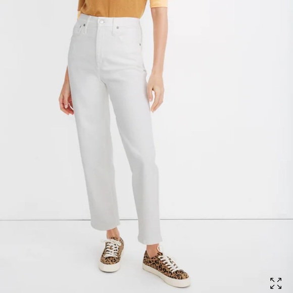 Madewell Cropped High-Rise Slim Wide-Leg Jeans in Tile White - COLOR: Tile White - Picture 4 of 12